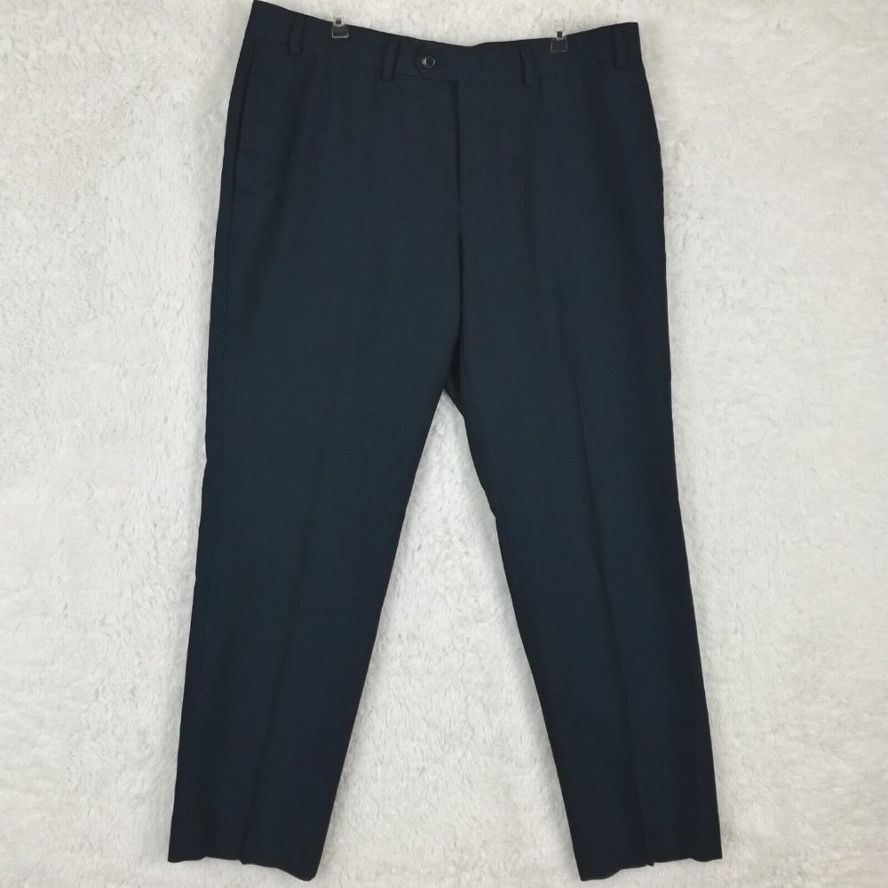 Tallia Mens Dress Pants Slim Fit Pleated Tapered‎ Blue Navy Pockets 36x30